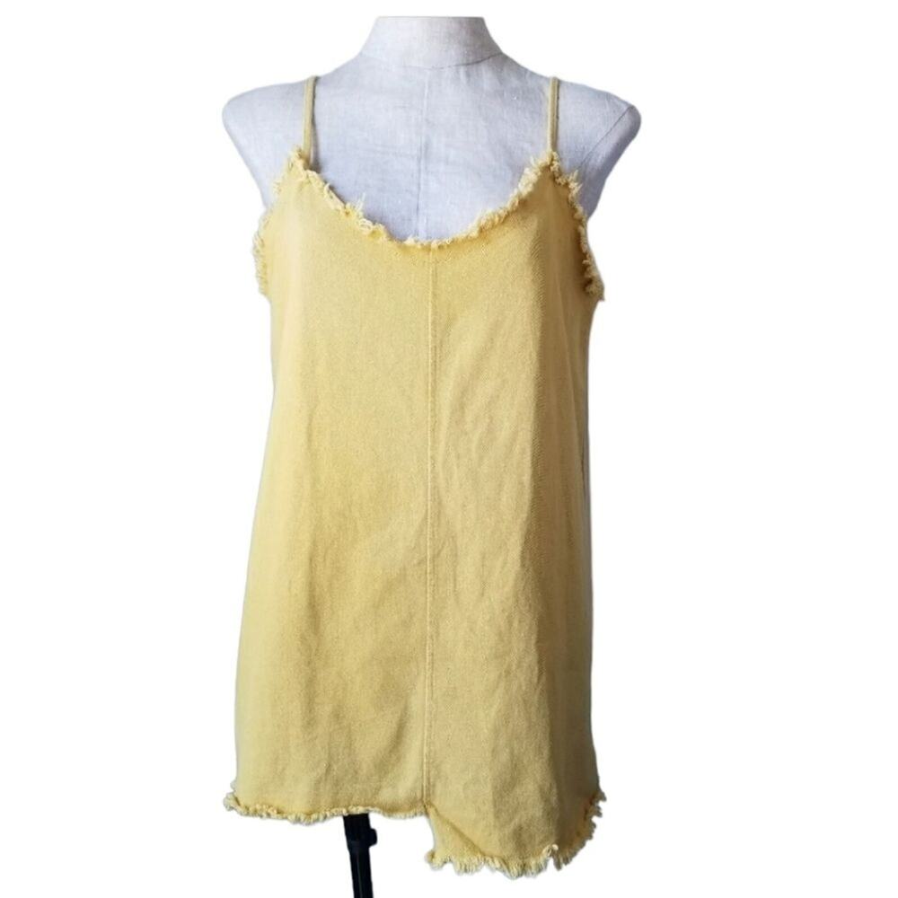 Sadie & Sage Yellow Mini Denim Boho Dress OS